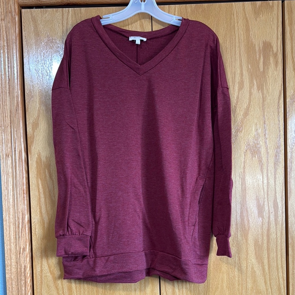 Women's Burgundy V-Neck Sweater